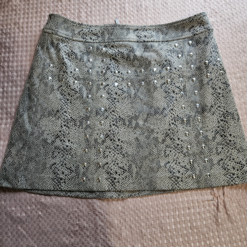 Bar III Snake Print Sequin A-Line Mini Skirt